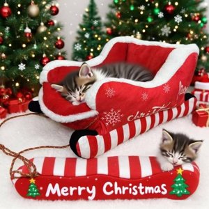 Dvkptbk Dog Nest Christmas Soft and Safe Dog Bed Removable and Washable Warm in Winter Size S Home Decor Christmas Decorations