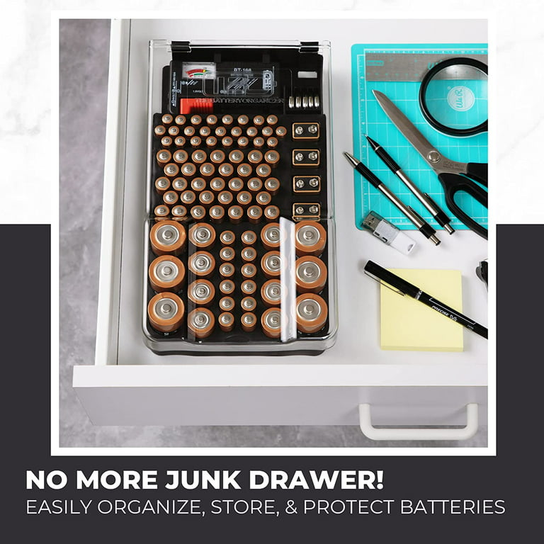 the Battery Storage Organizer Case and Battery Tester with No Lid