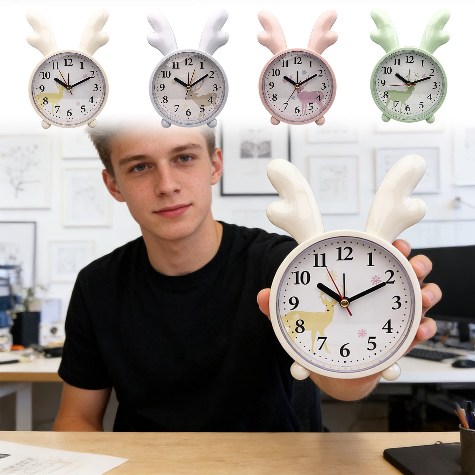 Sentmoon Small Compact Alarm Clock Battery-Operated Quiet Bedside Travel Portable Timepiece with Snooze Function for Bedroom Office Dorm Desk Use