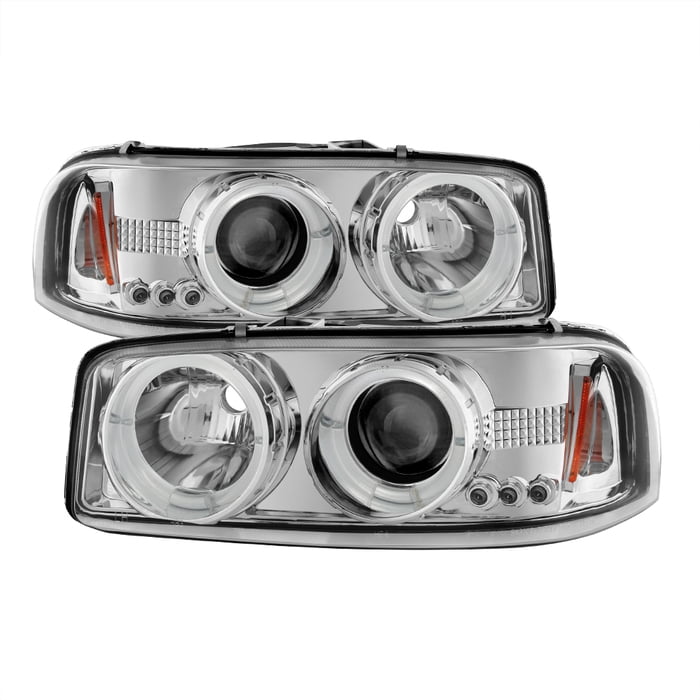 For 02-07 GMC Sierra 1500 Denali DRL LED Black Smoke Headlights Clear