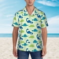 thumbnail image 4 of Daiia Cute Dinosaur Blue Green Hawaiian Shirt for Men Gentle Cotton Regular Short Sleeve Casual-3X-Large, 4 of 9