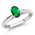 thumbnail image 2 of Gem Stone King 10K White Gold Green Nano Emerald Solitaire Engagement Ring for Women (0.60 Cttw, Oval 7X5MM, Gemstone May Birthstone, Size 7), 2 of 4