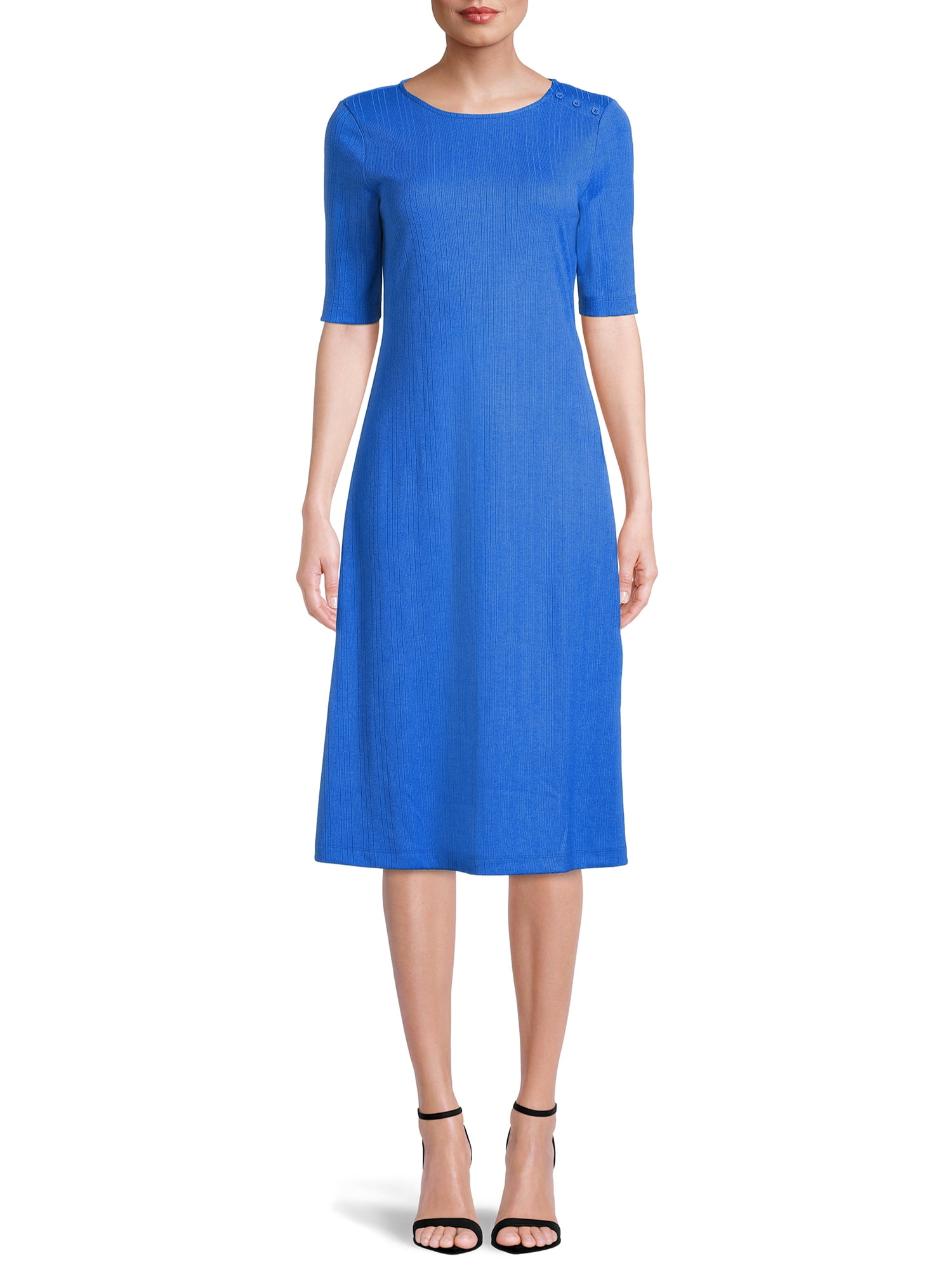 The Get Women's Short Sleeve Rib Dress - Walmart.com