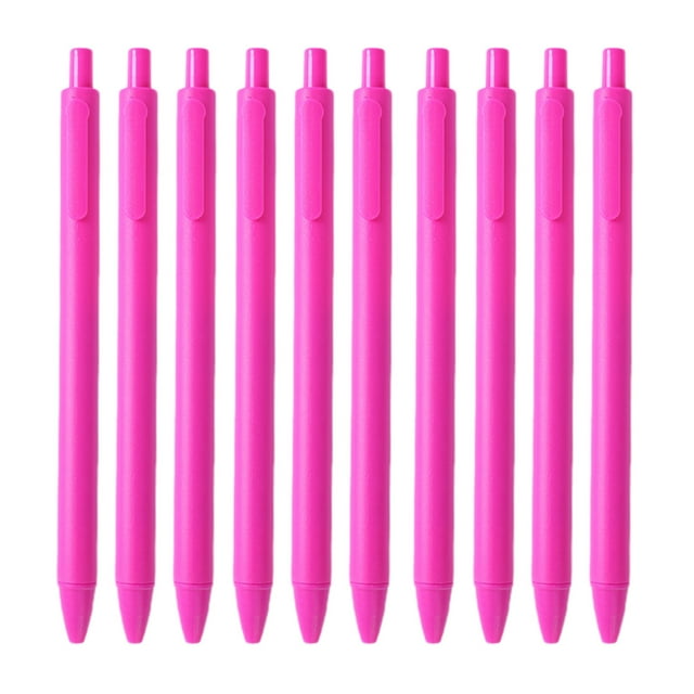 Hot Pink 10 Pack Gel Pens 0.5Mm Fine Point Smooth Writing Pen With Comfort Grip For Office School Note Taking Black Ink Quick Drying Retractable Ballpoint Pens