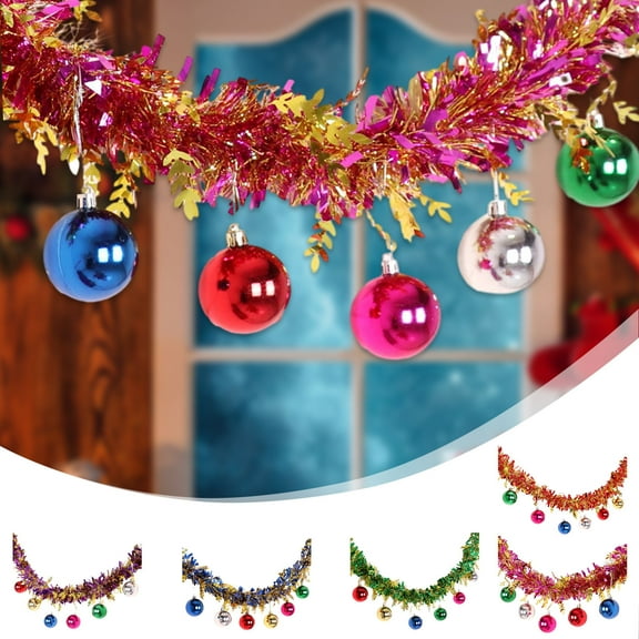 PALIFEUR Christmas Decorations Garland - Xmas Garland with Christmas Ball Ornaments, 67" Realistic Christmas Garland for Mantle Table Wall Fireplace Holiday Party Decor