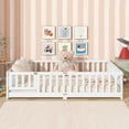 thumbnail image 2 of Miniyam Full Size Floor Bed with Guardrails and Door for Kids, White, 2 of 7