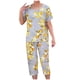 thumbnail image 1 of Conjunto de Dos Piezas para las Mujeres de Verano Casual Manga Corta Cuello Redondo Y Pantalones, Algodón Seda Pijama Conjunto, 1 of 3