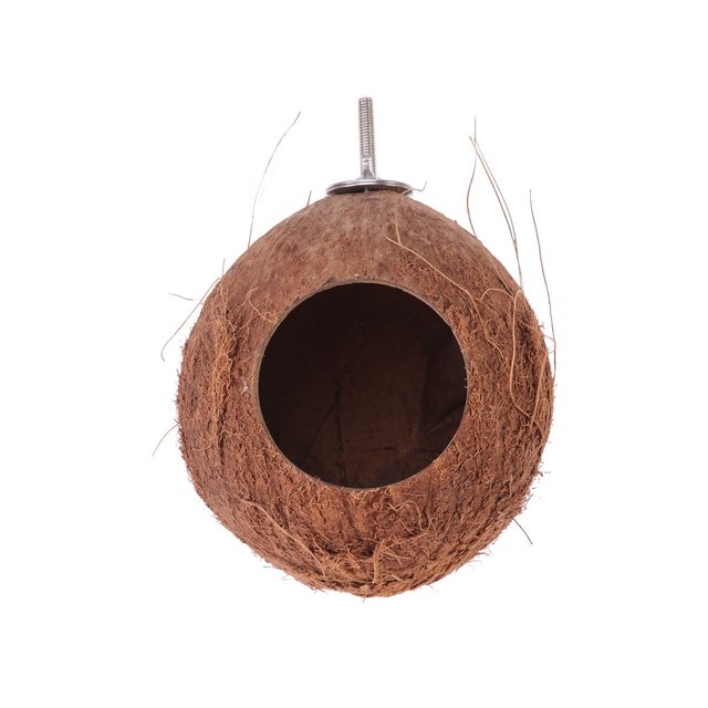 Cueva colgante de cáscara de coco para hámster, nido creativo para dormir para hámster, ardillas y pájaros (diámetro aleatorio)