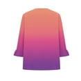 thumbnail image 3 of DeHolifer T Shirt for Women 3/4 Sleeve Ruffle Sleeve Gradient Color V-Neck Loose T Shirt Casual Fashion Blouse Pink XL, 3 of 4