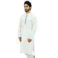 thumbnail image 4 of Atasi Men's Ethnic White Kurta Pajama Set Casual Punjabi Long Shirt-Small, 4 of 7