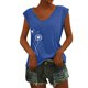 thumbnail image 1 of Playeras,Blusas y Tops,Ropa para Mujer Camisetas Sin Mangas Para Mujer Camiseta sin mangas con manga casquillo para mujer, cuello en V, color sólido, camisa informal, blusa suelta (Blue, M), 1 of 4