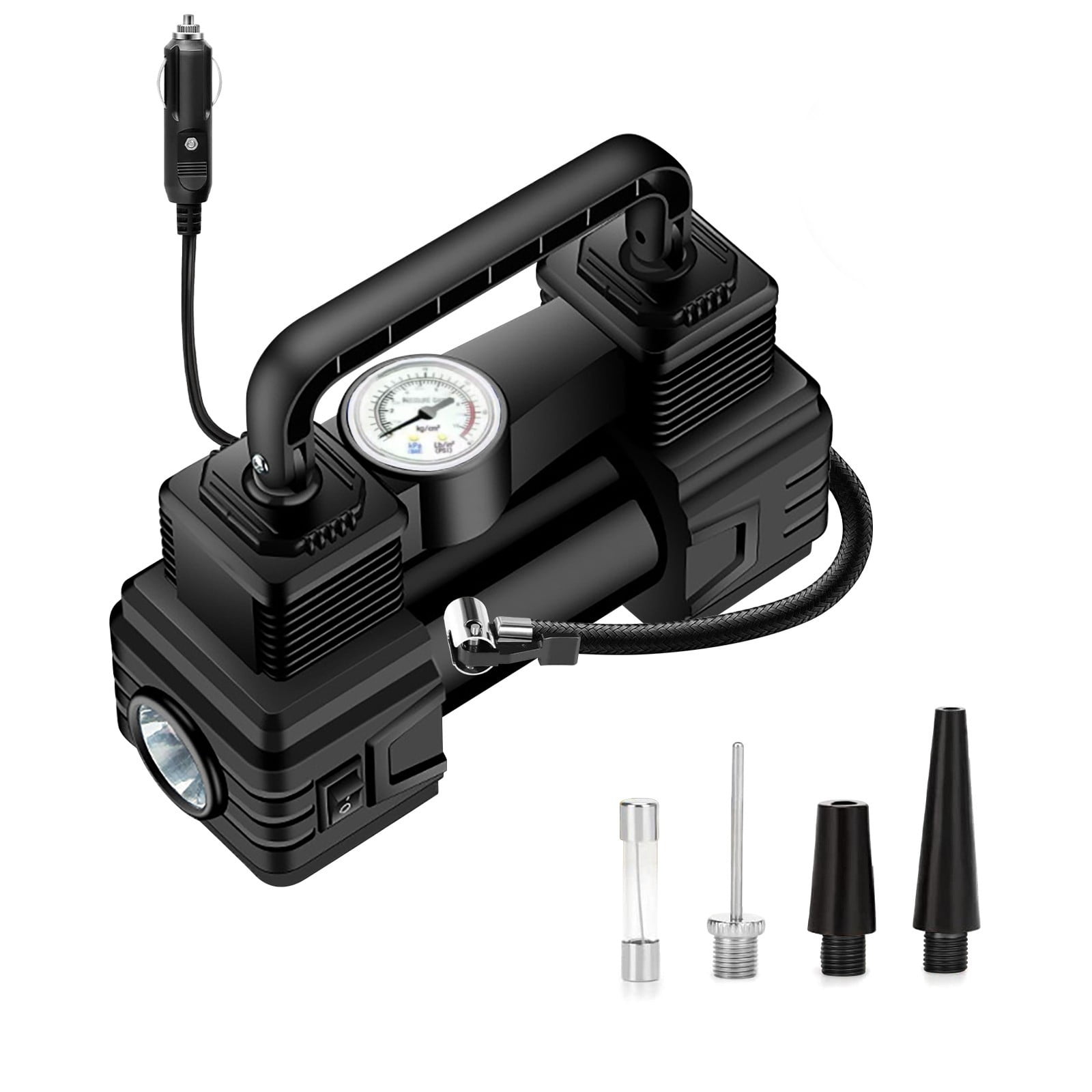 12V DC Air Compressor Tire Inflator with Gauge, 150 PSI Portable Air Pump for Car Tires, Trucks & Inflatables, Tire Puncture Repair