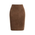 thumbnail image 4 of Gfyviroh Pencil Skirt for Women Comfy Faux Suede Slim Bodycon Skirts High Waist Stretch Office Casual Skirt, 4 of 7