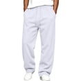thumbnail image 2 of Fabrcox White Sweatpants for Men Baggy Elastic Waist Drawstring Straight Leg Sweatpants for Men Running Sports Casual Fall Winter Men's Lounge Pants with Pockets M, 2 of 7