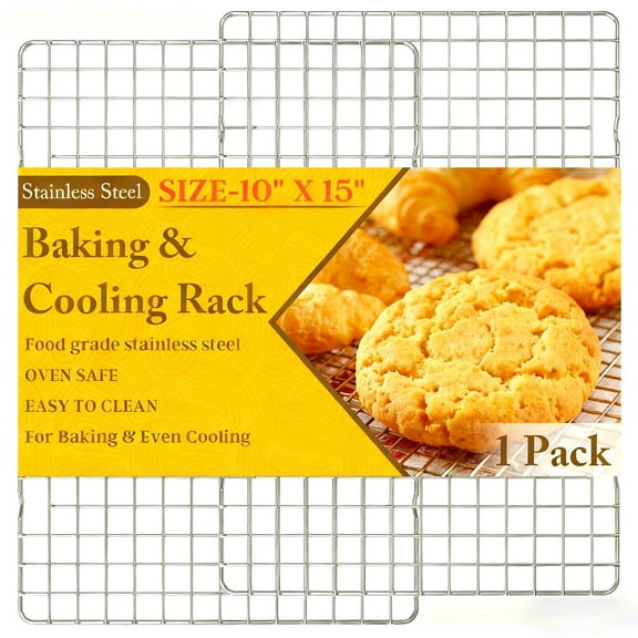 Cooling Racks for Cooking and Baking - 2 PCS 10" x 14" Grid Wire Baking Rack for Oven Cooking, Baking, Grilling, Roasting - Dishwasher Safe Bacon Rack (Fits Half Sheet Pan)