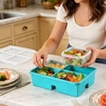 thumbnail image 6 of Lenkho Silicone Bento Lunch Box - 4-Compartment Divided Food Storage Containers with Lids - Stackable & Leak-Proof, BPA-Free - Perfect for Meal Prep, Fruits, Snacks and Fridge Organization, 6 of 6