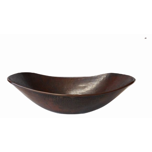SimplyCopper 17" Oval Copper Sleigh Bath Sink Perfect for Barrel Installation