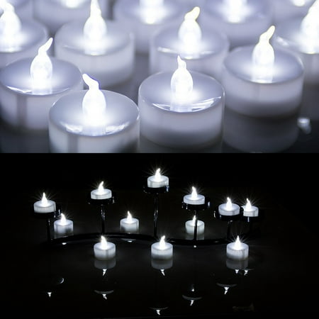 Lot 100 Battery Operated LED Cool White Tea Light Candle Flickering (Best Battery Tea Light Candles)