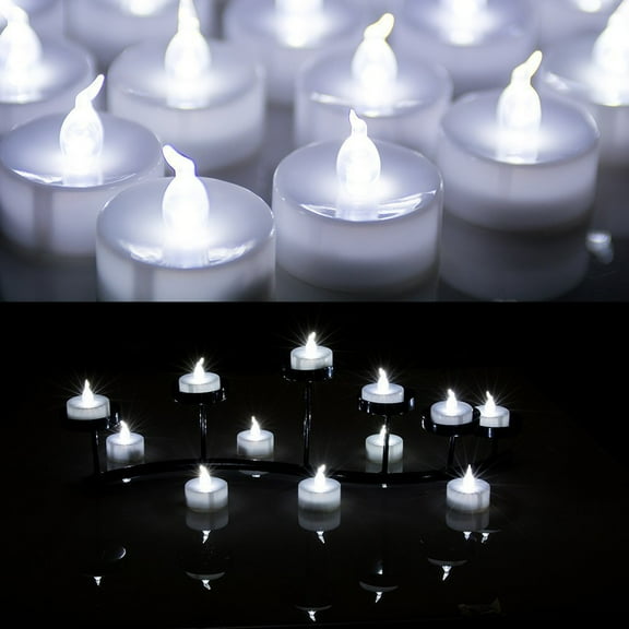Lot 100 Battery Operated LED Cool White Tea Light Candle Flickering Flashing