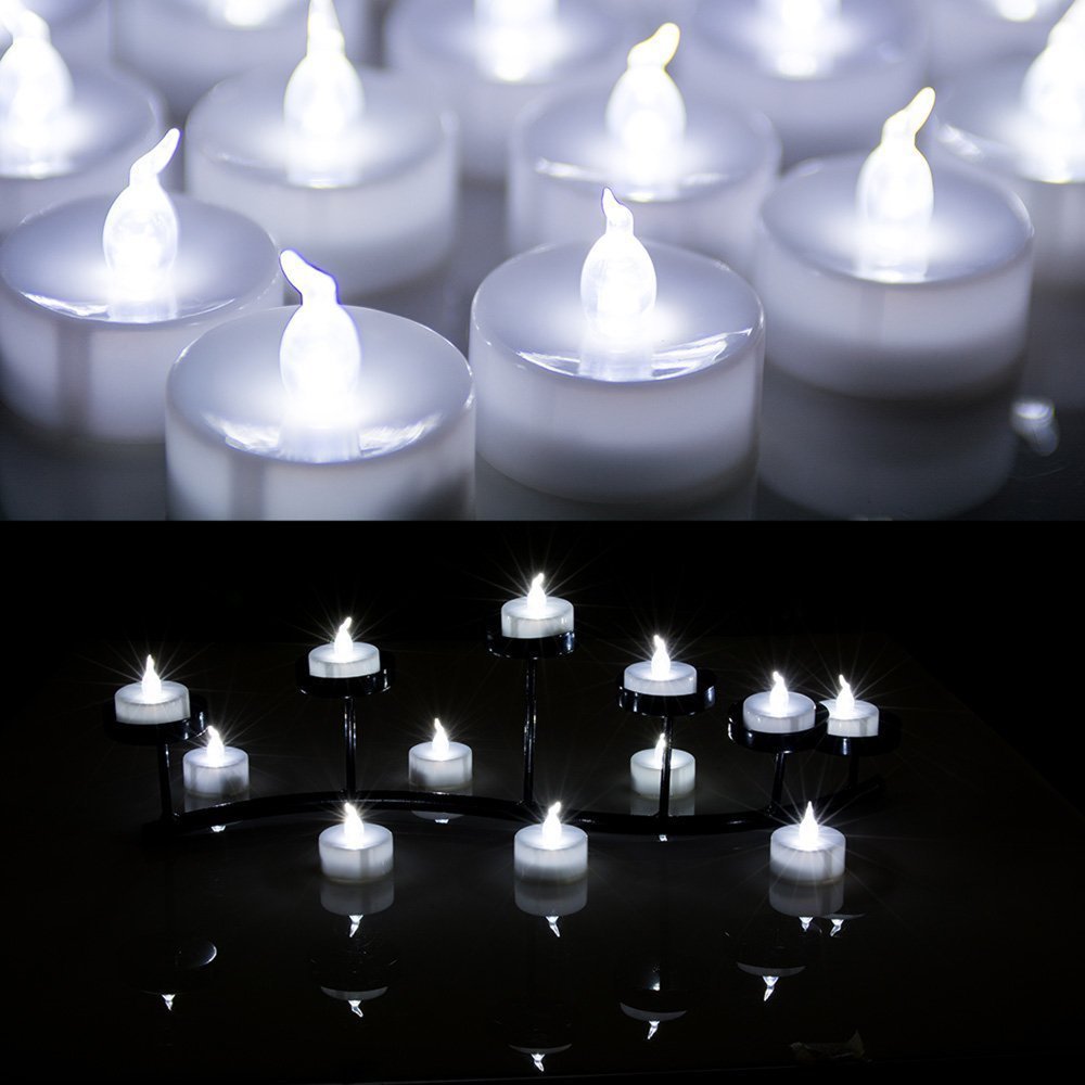 Lot 100 Battery Operated LED Cool White Tea Light Candle Flickering
