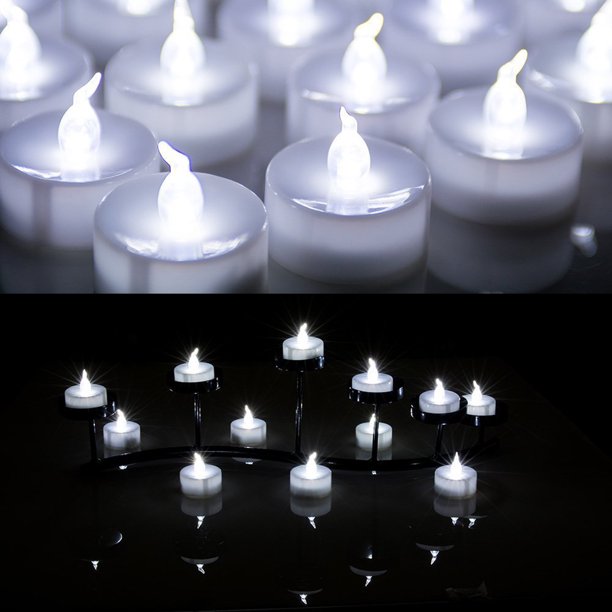 Lot 100 Battery Operated LED Cool White Tea Light Candle Flickering