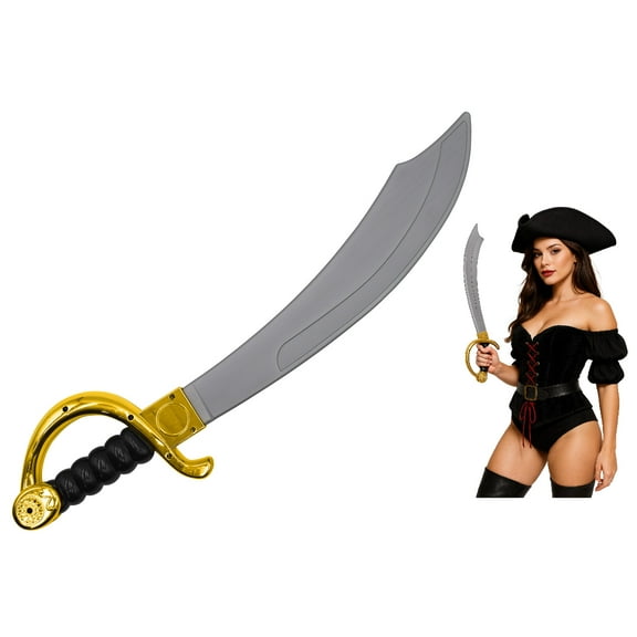 Nicky Bigs Novelties 22" Deluxe Plastic Pirate Sword Buccaneer Cutlass Prop Weapon for Halloween Cosplay Theatrical Costumes for Adults