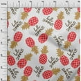 thumbnail image 3 of oneOone Cotton Silk Red Fabric Tropical Pineapple Quilting Supplies Print Sewing Fabric By The Yard 42 Inch Wide, 3 of 4