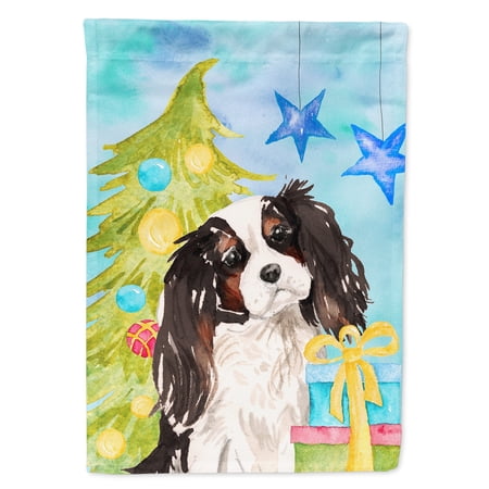 Tricolor Cavalier Spaniel Christmas Garden Flag