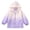 Purple, variant on CPNG Girls Hooded Jacket Gradient Color Heart Print Zip Up Windbreaker Coat Spring Autumn Lightweight Breathable Outdoor Outerwear