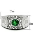 thumbnail image 2 of Luxe Jewelry Designs Men's Stainless Steel Ring with Round Emerald Synthetic Glass and Clear Stones, 2 of 4