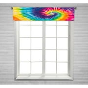 ECZJNT Abstract Swirl Design Tie Dye Window Curtain Valance Rod Pocket Size 54x12 Inch