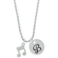 thumbnail image 1 of Delight Jewelry Silvertone Double Music Note Silvertone Script Initial Disc - B - Charm Necklace, 20"+3", 1 of 4
