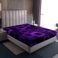 thumbnail image 4 of Geometry Sheets Queen Size Boys Girls,Purple Black Geometrical Sheet Set For Kids Adults,Neon Lights Bed Sheets Set Modern Gradient Cubes Abstract Top Sheet, 4 of 7