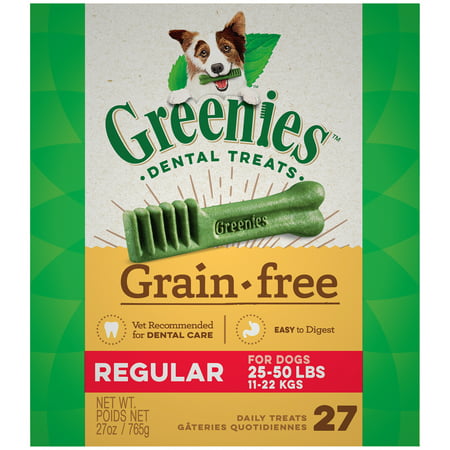GREENIES Grain Free Regular Size Natural Dental Dog Treats, 27 oz.