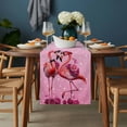thumbnail image 2 of Valentine's Day Table Runner - 120 Inch Long, Kitchen Dining Table Runner Dresser Scarves, Flamingos Roses Love Romance Ombre Pink Farmhouse Decor for Coffee Tables Wedding Party Banquet, 2 of 8