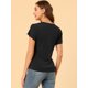 thumbnail image 5 of Allegra K Top Cruzado Con Escote En V Y Manga Corta Con Botones Y Decoración Fruncida Para Mujer Negro XS, 5 of 6