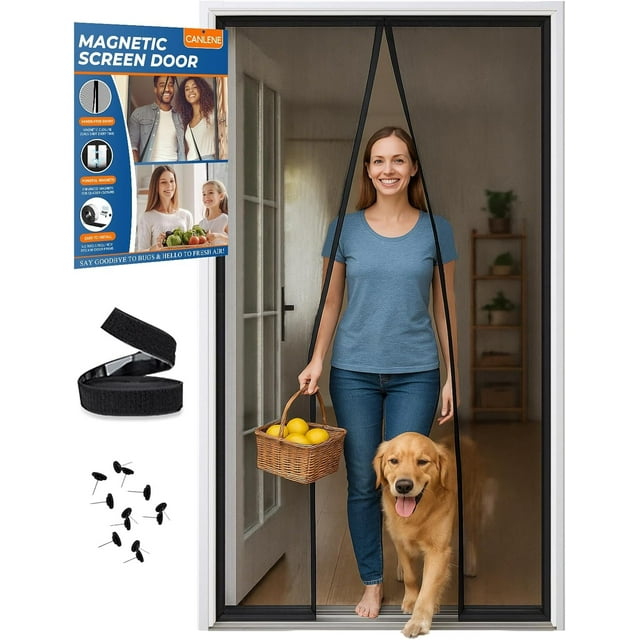 Cerradura Magnética de Malla para Puerta con Pantalla de 100 Cm X 210 Cm, Mosquitera de Fibra de Vidrio con Cierre Automático con Imán para Puertas, Cortina Resistente para Moscas de Insectos
