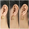 thumbnail image 2 of JeenMata - Juego de Regalo de 3 Pares de Pendientes para Mujer de Uso Diario en Baño de Oro Amarillo, Gruesos, Abiertos, Ligeros, de Aro, Hipoalergénicos, Retorcidos para Mujer, 2 of 5