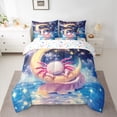 thumbnail image 2 of Homewish Cute Cartoon Axolotl 7 Pieces Bedding Comforter Set,Gold Stars Moon Full Bedding Set,Pink Blue Yellow Fitted Sheet Flat Sheet For Girls,Ultra Soft Home Decor Reversible, 2 of 8