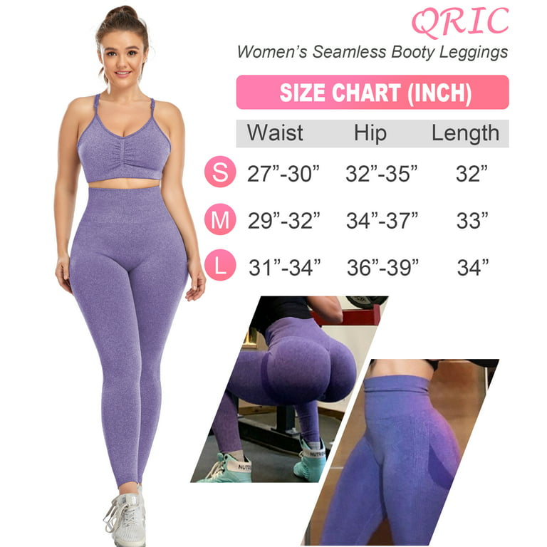 QRIC Women's High Waist Workout Vital Seamless Leggings Butt Lift Yoga Pants  Stretchy Fitness Gym Tights Pink, M 