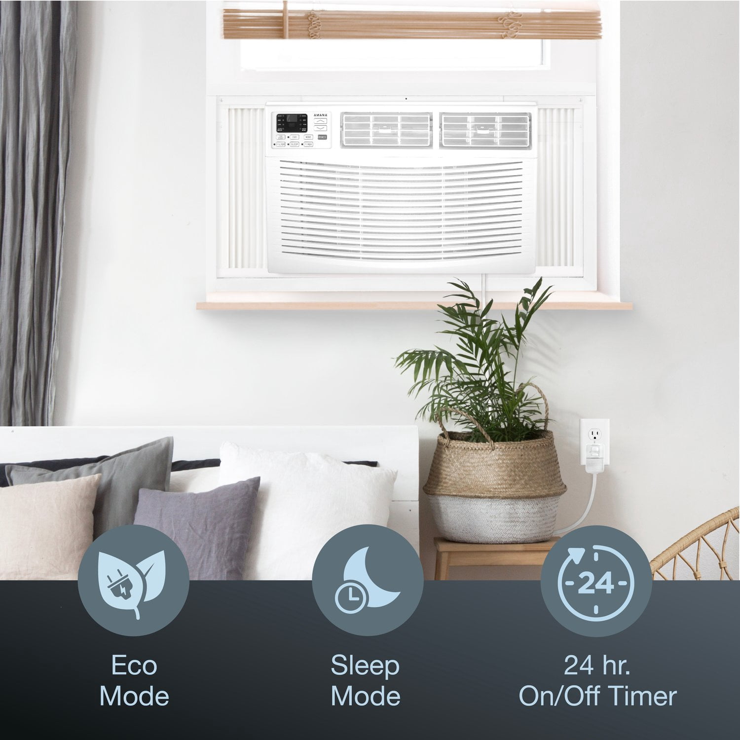 Amana 18,000 BTU 230V Window-Mounted Air Conditioner with Remote Control, AMAP182CW