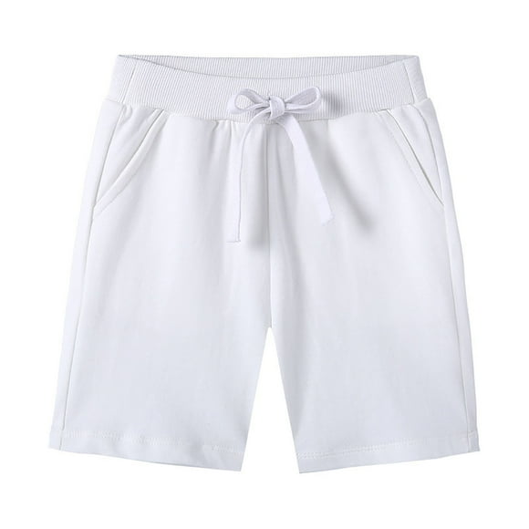 dmqupv Shorts Baby Boy Newborn Boys Shorts Comfortable Soft Breathable Pocket Drawstring Solid Color Shorts White,Size for 4-5 Years