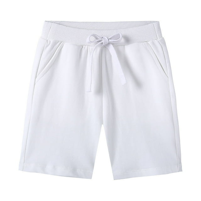 2DXuixsh Boys Sweatpants Shorts Youth Athletic Basketball Shorts with Pockets Boys Shorts Comfortable Soft Breathable Drawstring Solid Color Pull on Jogger Shorts White Size 140