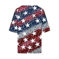 thumbnail image 5 of Feancey Womens Blouses Women's Linen Plus Size Tops 4th of July USA Flag Stars Stripes Sequin Print Shirts 3/4 Sleeve Crew Neck Loose Tunics Trendy Patriotic Tees, 5 of 5