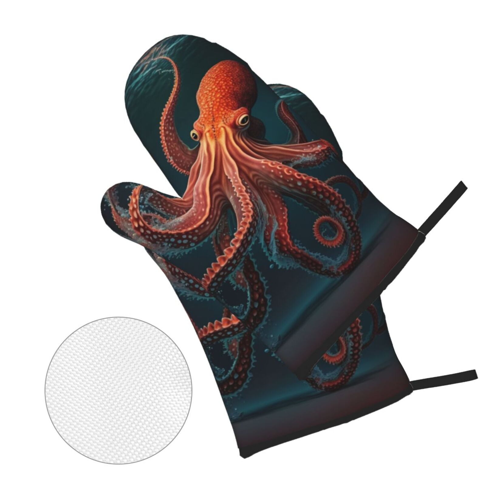Red Octopus Tentacles Art 4Pcs Oven Mitts and Pot Holders Sets Oven Kitchen Gloves Hot Pads for Cooking BBQ Baking Grilling