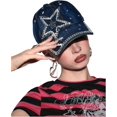 thumbnail image 1 of Chapeau d'Été pour Femmes en Denim Perlé avec Strass, Multicolore, 1 of 6