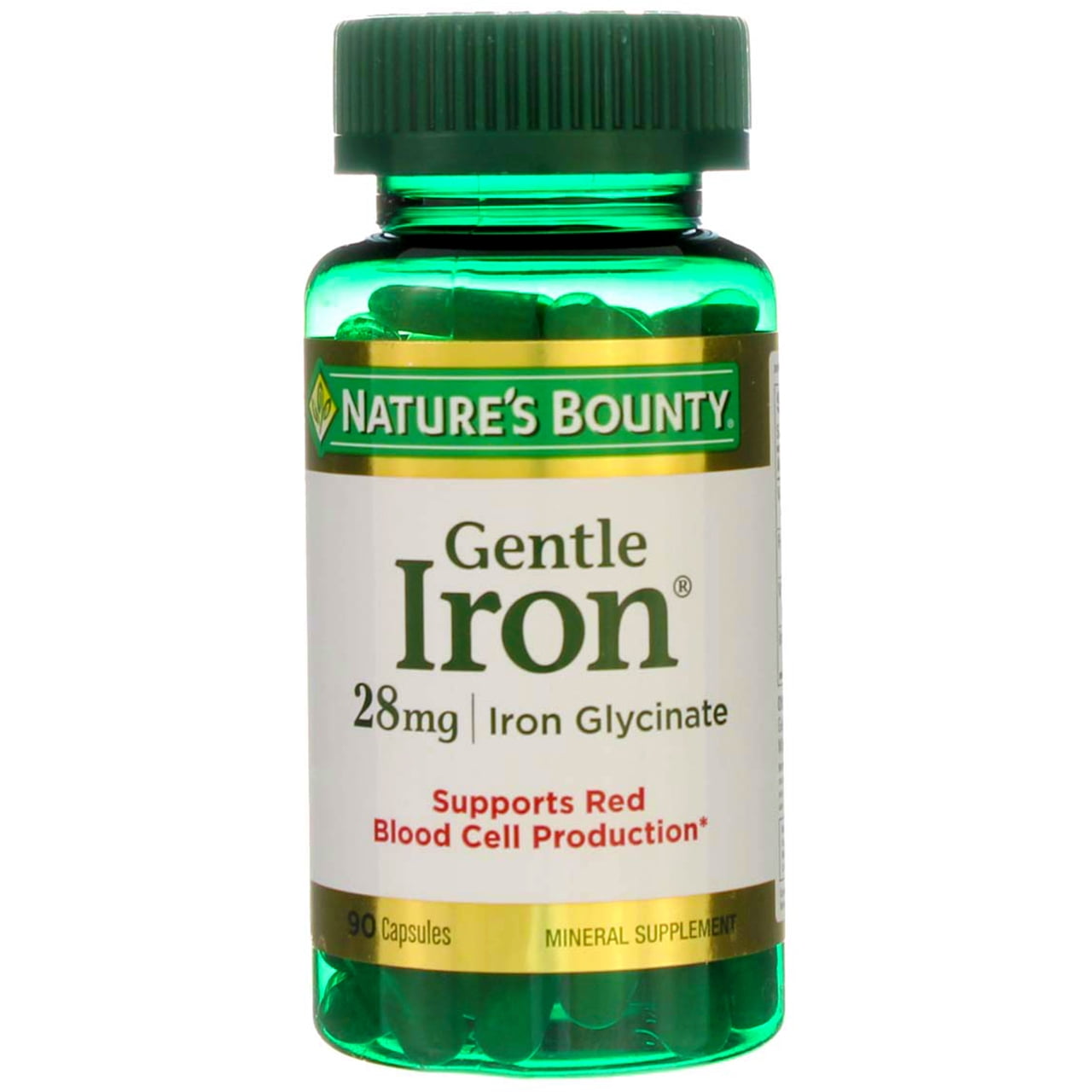 Nature's Bounty Gentle Iron 28 mg Capsules 90 Capsules (Pack of 4)