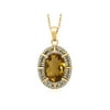 Gem Stone King 5.84 Ct Oval Whiskey Quartz 18K Yellow Gold Plated Silver Pendant