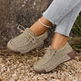 thumbnail image 2 of Chaussures de Course pour Femmes, Chaussures Décontractées Unies à Lacets devant, Bout Rond, Plates à Semelle Épaisse, Toutes Saisons, Mocassins pour Femmes, 2 of 9