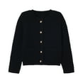 thumbnail image 4 of BiZtdJrK Cardigan Sweaters for Women Knit Long Sleeve Open Front Cardigans Button Up Fashion Cropped Sweater Fall Outwear with Pockets Black M, 4 of 5